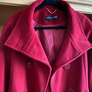 Ellen Tracy Women's Red Winter Jacket Size SMALL with Belt